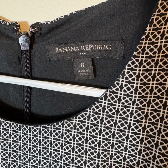 Banana Republic Black White Geometric Sleeveless Career Dress Size‎ 8 - Picture 4 of 9